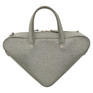 BALENCIAGA Triangle Duffle XS Hand Bag Leather 2way Silver 531048 Auth 121086 - 0
