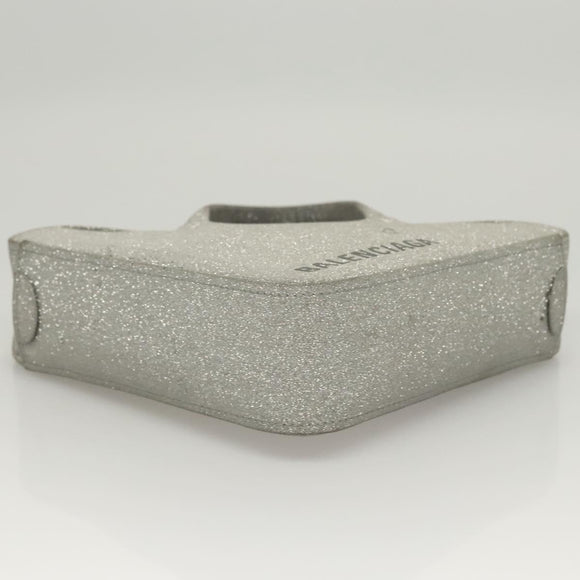 BALENCIAGA Triangle Duffle XS Hand Bag Leather 2way Silver 531048 Auth 121086