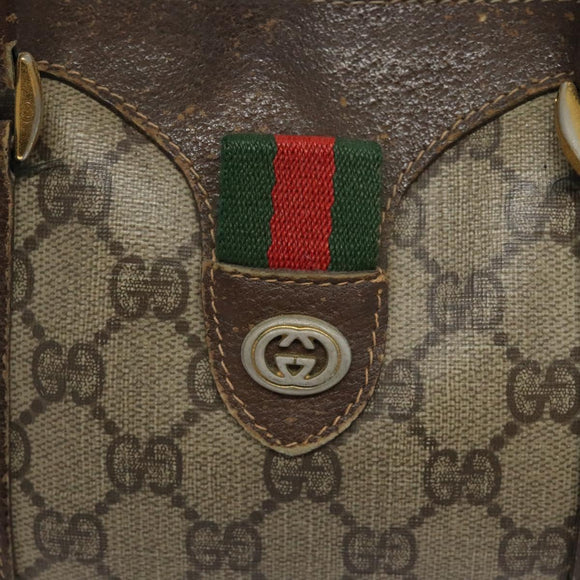 GUCCI GG Supreme Web Sherry Line Hand Bag PVC Beige Gold 40 02 006 Auth 121091