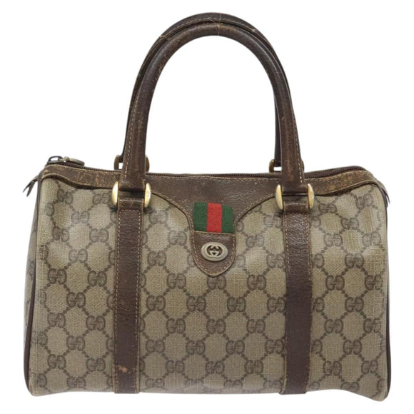 GUCCI GG Supreme Web Sherry Line Hand Bag PVC Beige Gold 40 02 006 Auth 121091