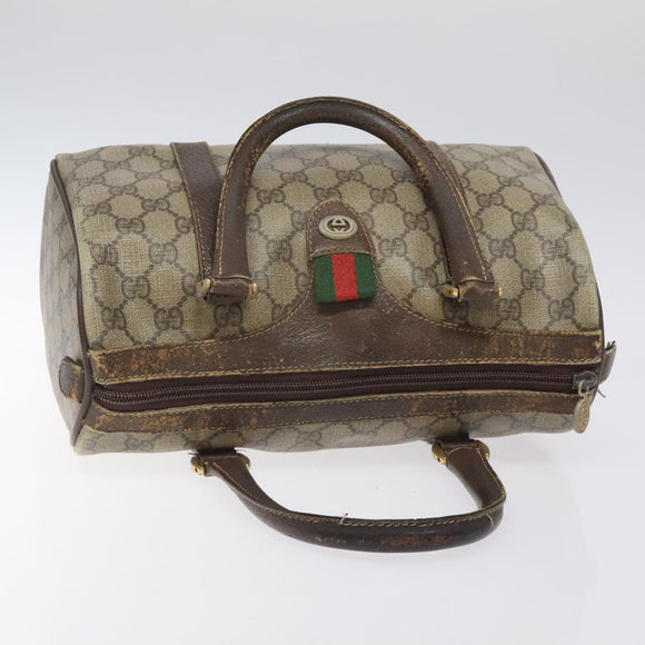 GUCCI GG Supreme Web Sherry Line Hand Bag PVC Beige Gold 40 02 006 Auth 121091