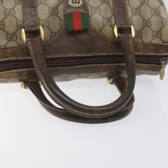 GUCCI GG Supreme Web Sherry Line Hand Bag PVC Beige Gold 40 02 006 Auth 121091