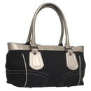 BURBERRY Blue Label Hand Bag Canvas Black Silver Auth 121101-1