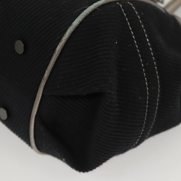 BURBERRY Blue Label Hand Bag Canvas Black Silver Auth 121101