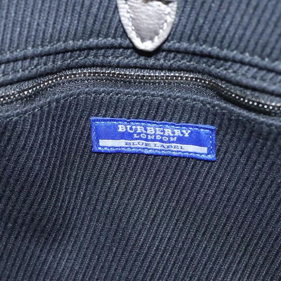 BURBERRY Blue Label Hand Bag Canvas Black Silver Auth 121101