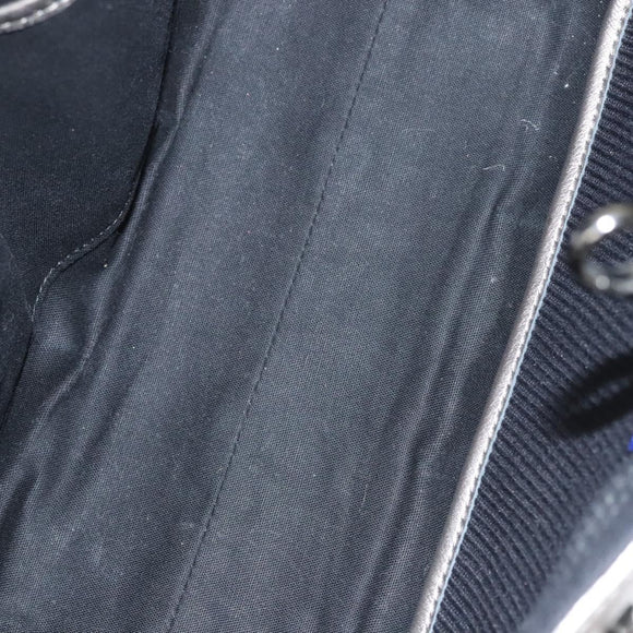 BURBERRY Blue Label Hand Bag Canvas Black Silver Auth 121101