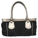 BURBERRY Blue Label Hand Bag Canvas Black Silver Auth 121101-2