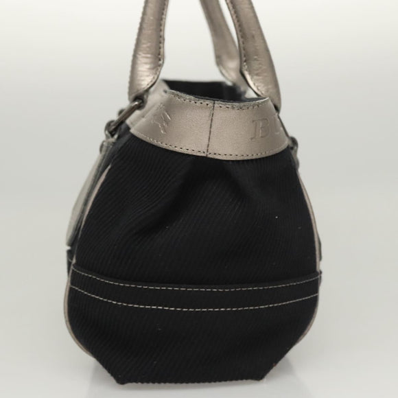BURBERRY Blue Label Hand Bag Canvas Black Silver Auth 121101