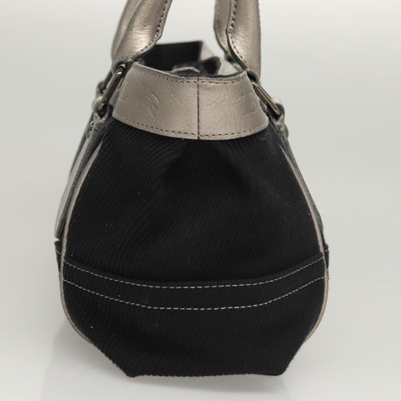 BURBERRY Blue Label Hand Bag Canvas Black Silver Auth 121101