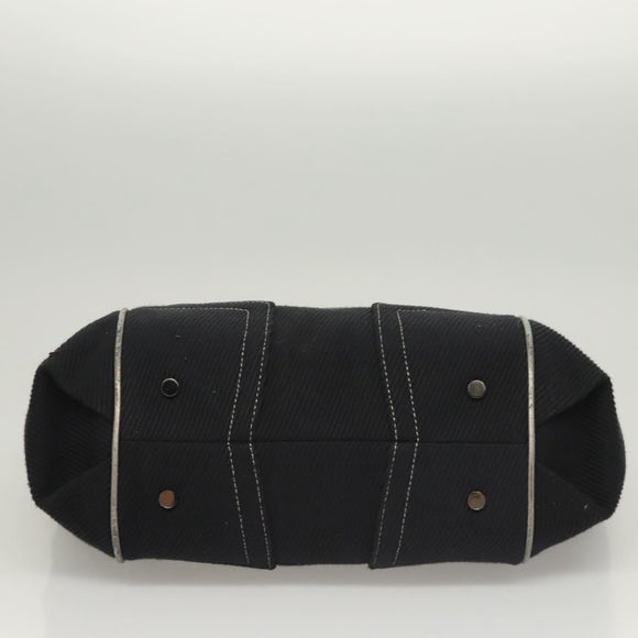 BURBERRY Blue Label Hand Bag Canvas Black Silver Auth 121101