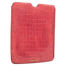 Miu Miu iPad Case Leather Pink Auth 121106-1