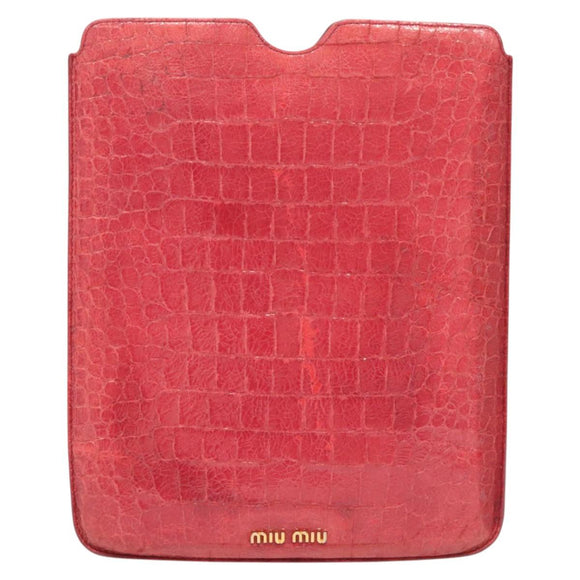 Miu Miu iPad Case Leather Pink Auth 121106