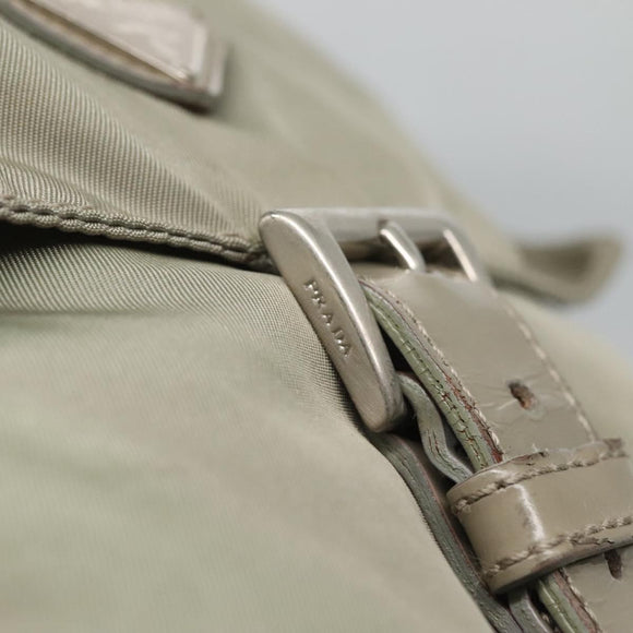 PRADA Shoulder Bag Nylon Green Silver Auth 121113