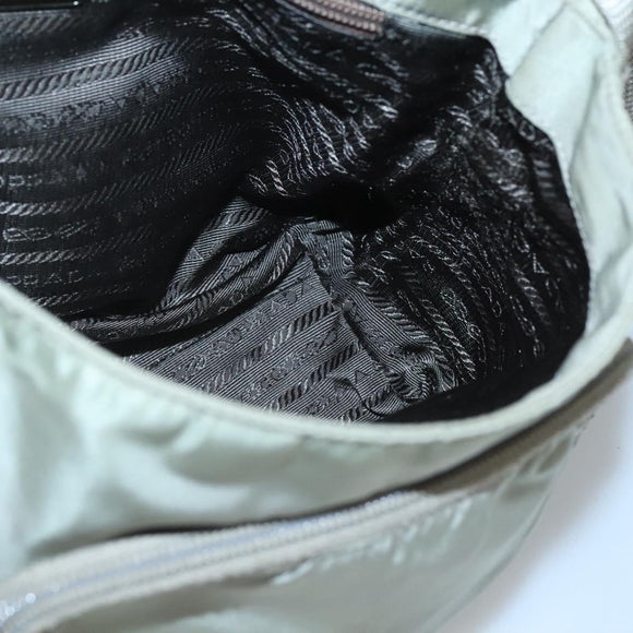 PRADA Shoulder Bag Nylon Green Silver Auth 121113