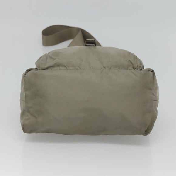 PRADA Shoulder Bag Nylon Green Silver Auth 121113