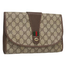 GUCCI GG Supreme Web Sherry Line Clutch Bag PVC Beige Red 156 01 030 Auth 121114-1