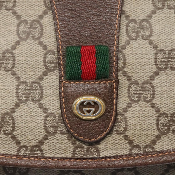 GUCCI GG Supreme Web Sherry Line Clutch Bag PVC Beige Red 156 01 030 Auth 121114