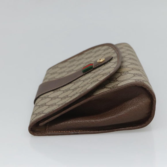 GUCCI GG Supreme Web Sherry Line Clutch Bag PVC Beige Red 156 01 030 Auth 121114