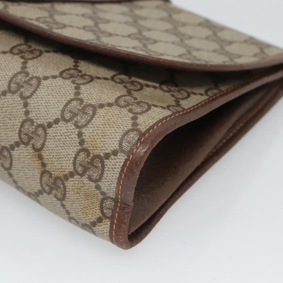 GUCCI GG Supreme Web Sherry Line Clutch Bag PVC Beige Red 156 01 030 Auth 121114