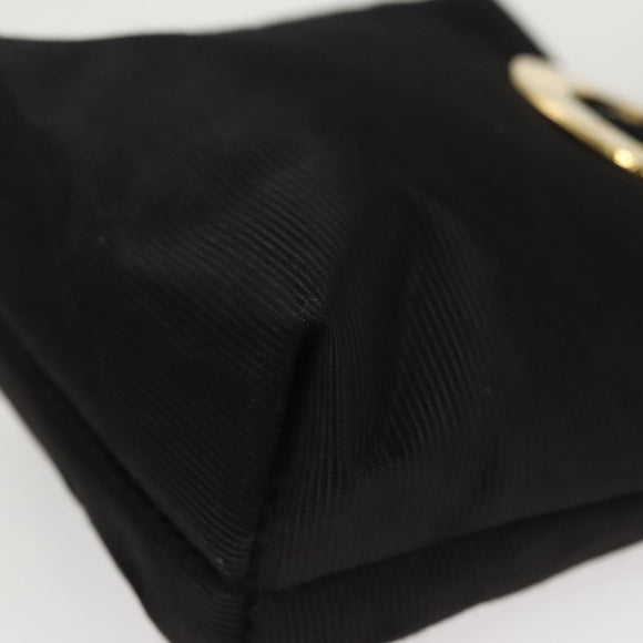 CELINE Pouch Nylon Black Gold Auth 121116
