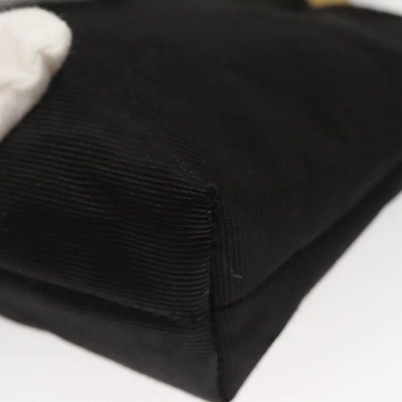 CELINE Pouch Nylon Black Gold Auth 121116