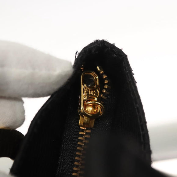 CELINE Pouch Nylon Black Gold Auth 121116