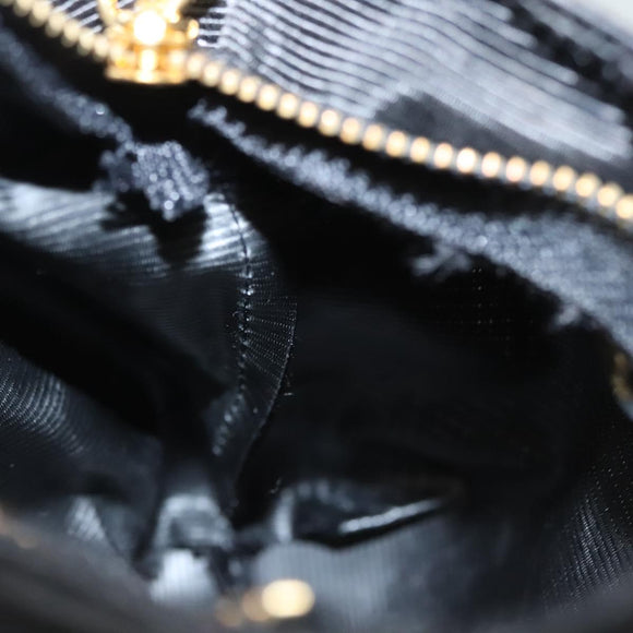 CELINE Pouch Nylon Black Gold Auth 121116