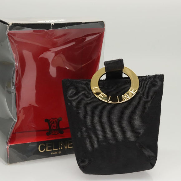 CELINE Pouch Nylon Black Gold Auth 121116