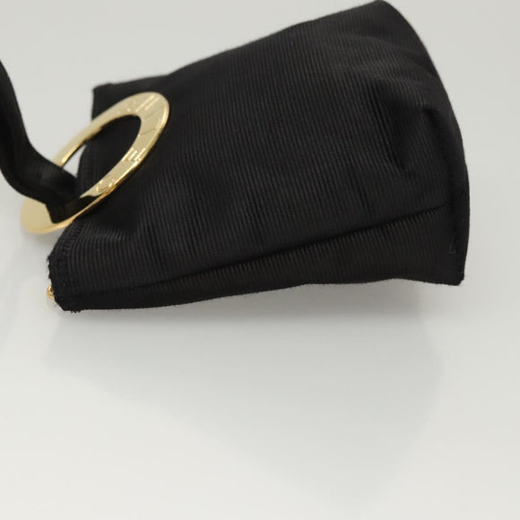 CELINE Pouch Nylon Black Gold Auth 121116