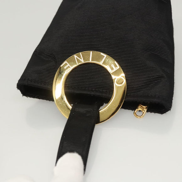 CELINE Pouch Nylon Black Gold Auth 121116