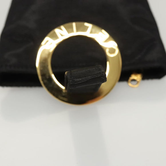 CELINE Pouch Nylon Black Gold Auth 121116