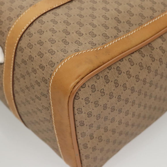 GUCCI Micro GG Supreme Hand Bag PVC Beige Gold Auth 121121