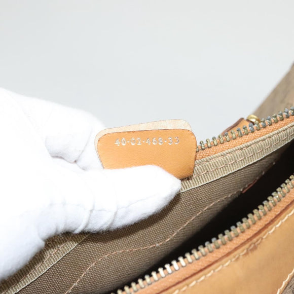 GUCCI Micro GG Supreme Hand Bag PVC Beige Gold Auth 121121