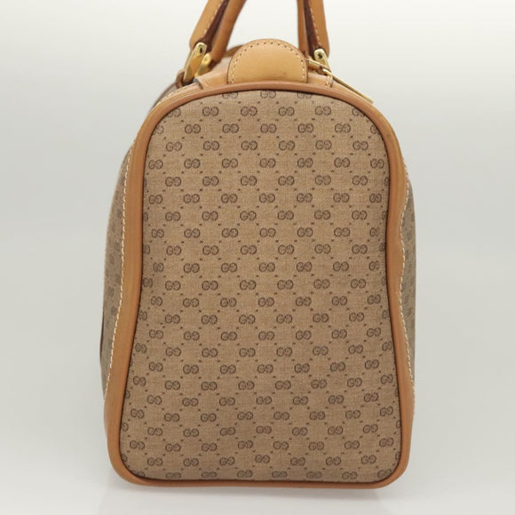 GUCCI Micro GG Supreme Hand Bag PVC Beige Gold Auth 121121