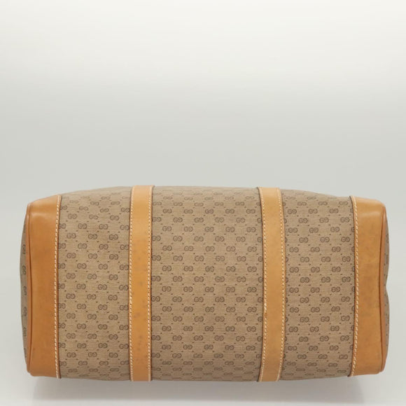 GUCCI Micro GG Supreme Hand Bag PVC Beige Gold Auth 121121