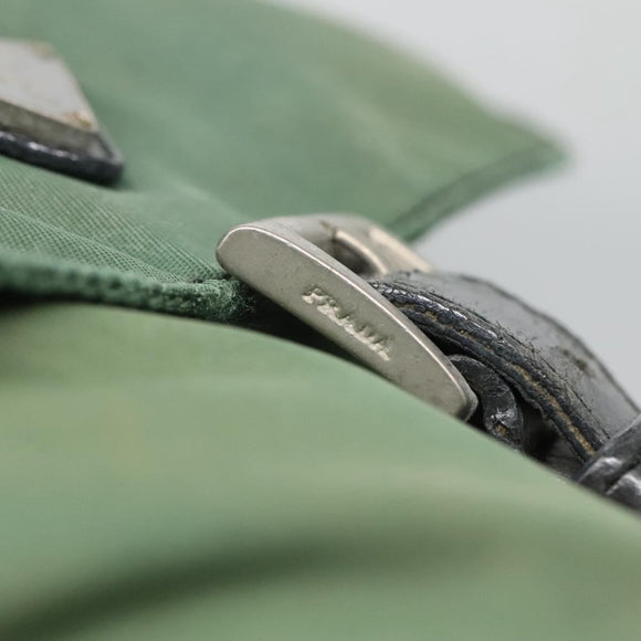 PRADA Shoulder Bag Nylon Green Silver Auth 121124