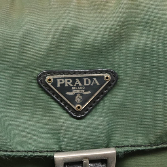 PRADA Shoulder Bag Nylon Green Silver Auth 121124