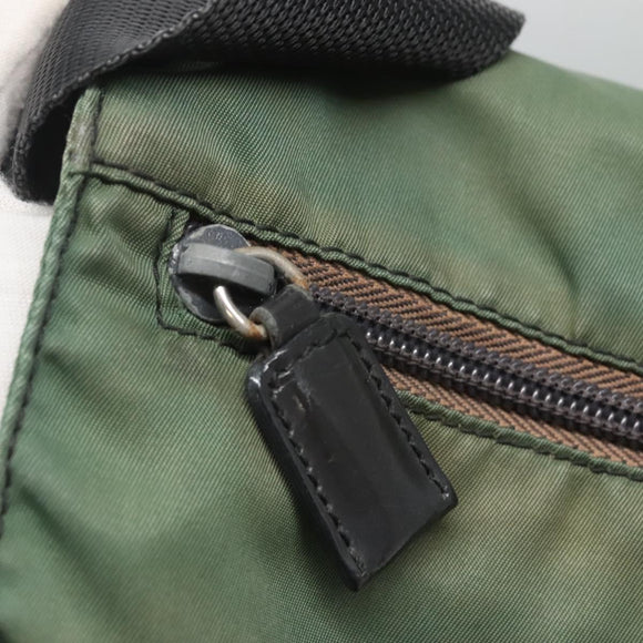 PRADA Shoulder Bag Nylon Green Silver Auth 121124