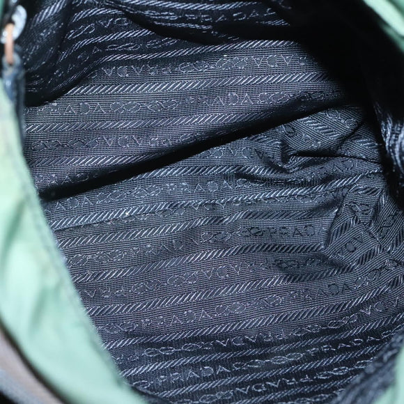 PRADA Shoulder Bag Nylon Green Silver Auth 121124