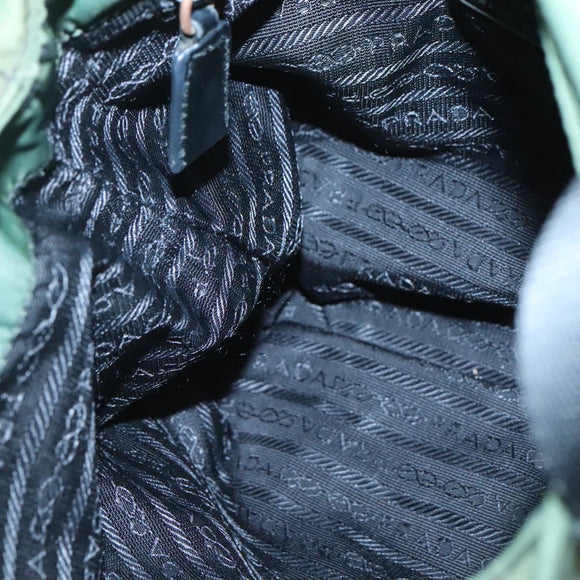 PRADA Shoulder Bag Nylon Green Silver Auth 121124