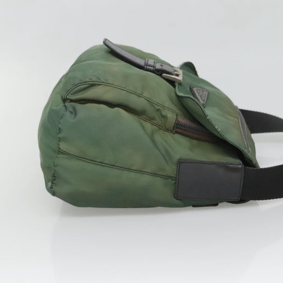 PRADA Shoulder Bag Nylon Green Silver Auth 121124
