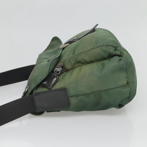 PRADA Shoulder Bag Nylon Green Silver Auth 121124
