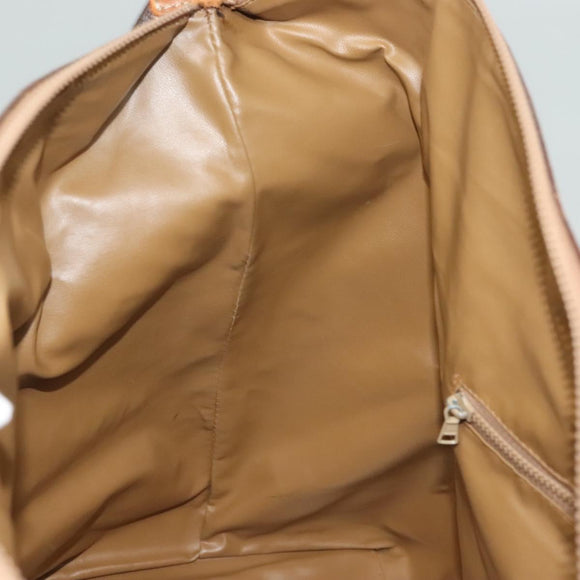 CELINE Macadam Canvas Boston Bag PVC Leather Brown Gold Auth 121130