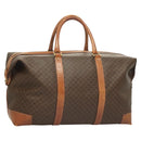 CELINE Macadam Canvas Boston Bag PVC Leather Brown Gold Auth 121130-1