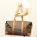 CELINE Macadam Canvas Boston Bag PVC Leather Brown Gold Auth 121130-22