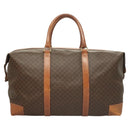 CELINE Macadam Canvas Boston Bag PVC Leather Brown Gold Auth 121130-2