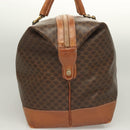 CELINE Macadam Canvas Boston Bag PVC Leather Brown Gold Auth 121130-3