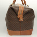 CELINE Macadam Canvas Boston Bag PVC Leather Brown Gold Auth 121130-4