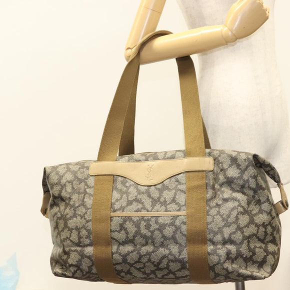 SAINT LAURENT Boston Bag PVC Canvas Gray Auth 121131