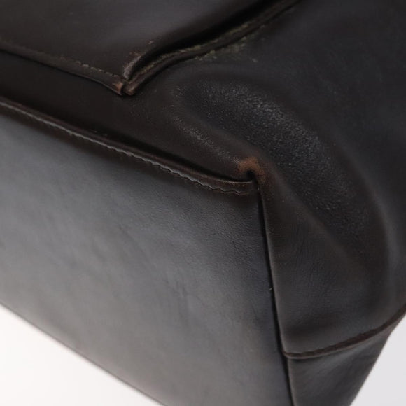 GUCCI Bamboo Hand Bag Leather 2way Dark Brown Gold Auth 121135